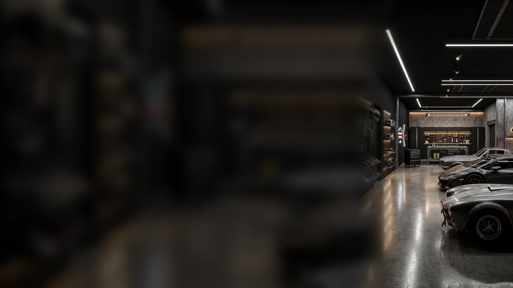 Premium automotive workshop with vehicles ready for service